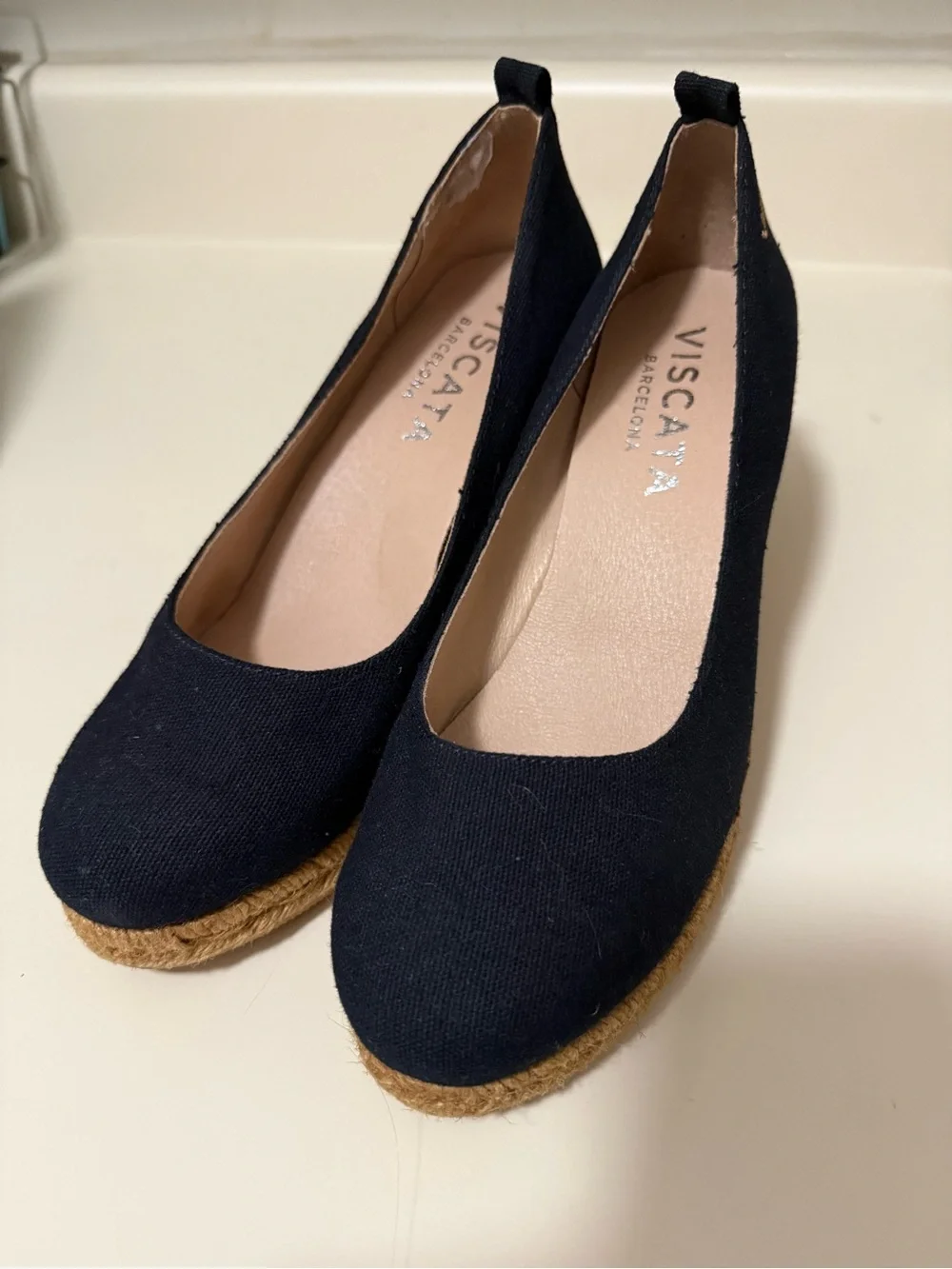 Viscata Black Espadrille Wedge Pumps for Women
